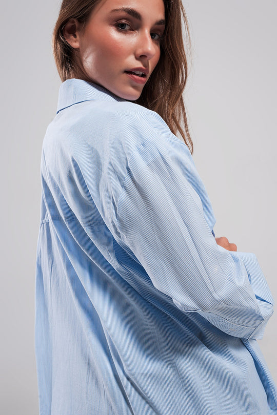 Cotton oversized shirt in light blue