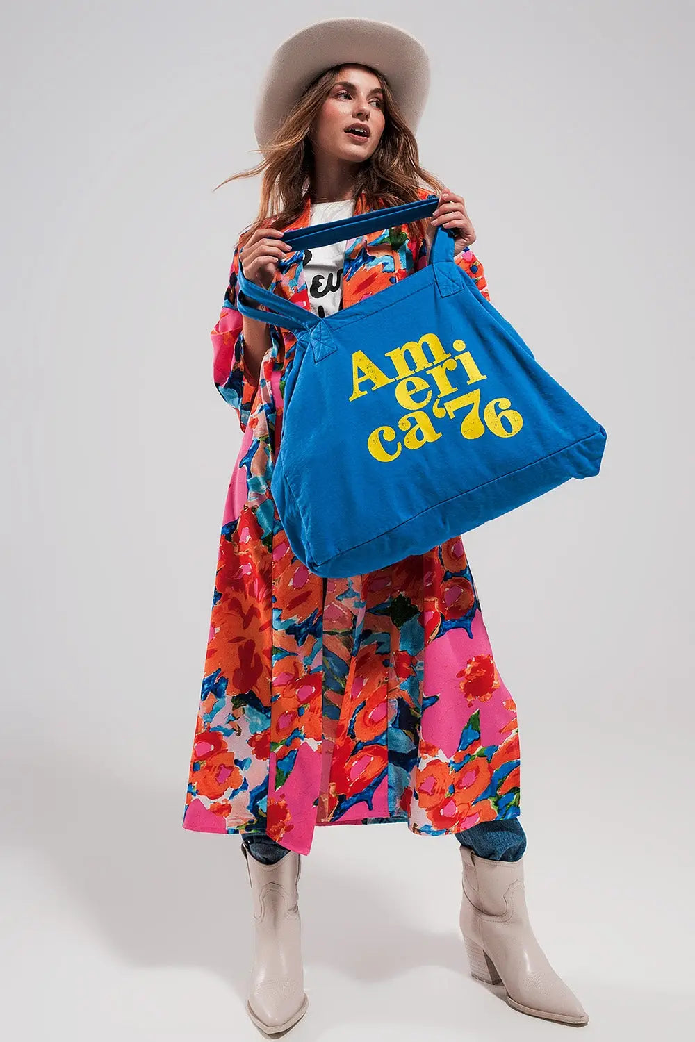 AMERICA 76 canvas tote bag in blue - BLUE / ONE - Bags
