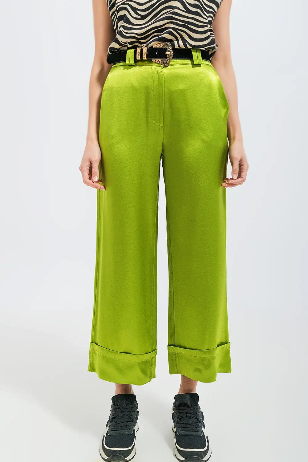 Satin wide leg suit Pants in green - Pants
