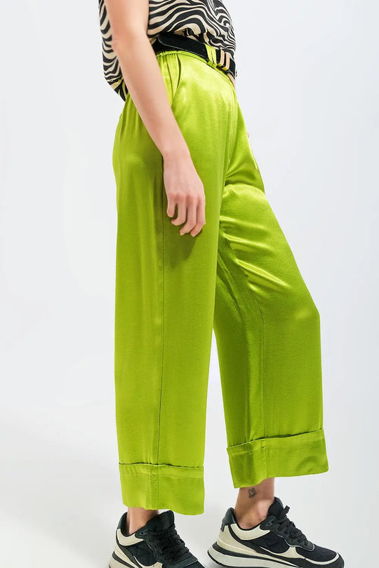 Satin wide leg suit Pants in green - Pants