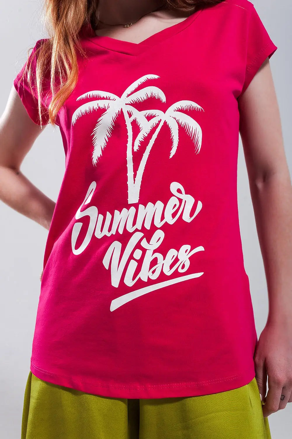 Summer vibes print t shirt in fuchsia - T-Shirts