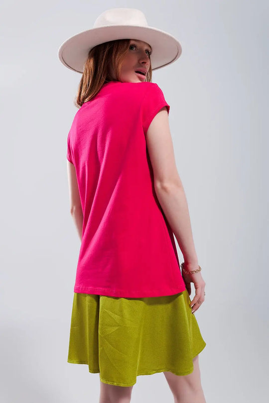 Summer vibes print t shirt in fuchsia - T-Shirts