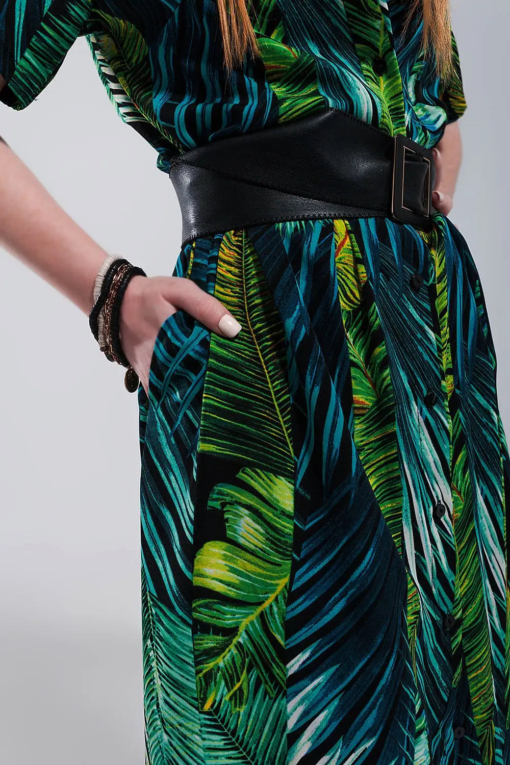 Maxi shirt dress in tropical print - Dresses