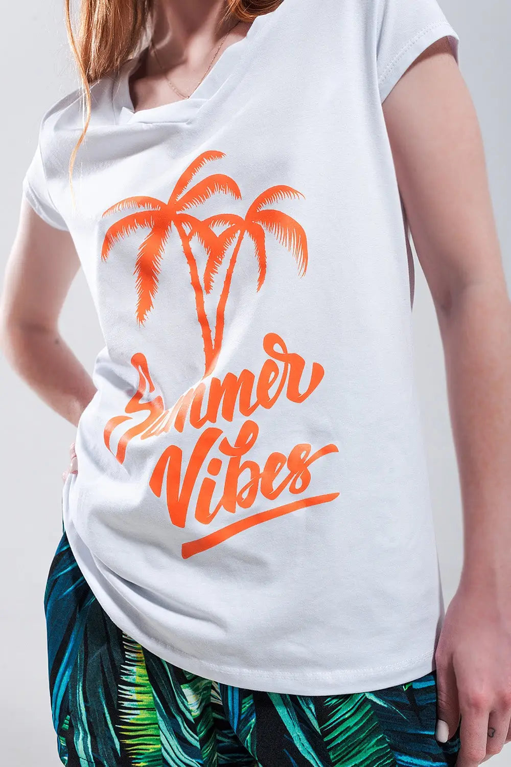 Summer vibes print t shirt in white - T-Shirts
