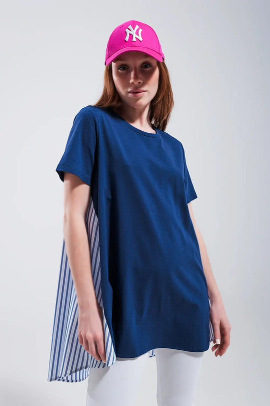 Half and half t shirt in blue - T-Shirts