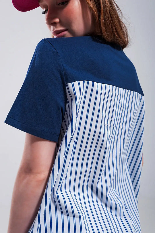 Half and half t shirt in blue - T-Shirts