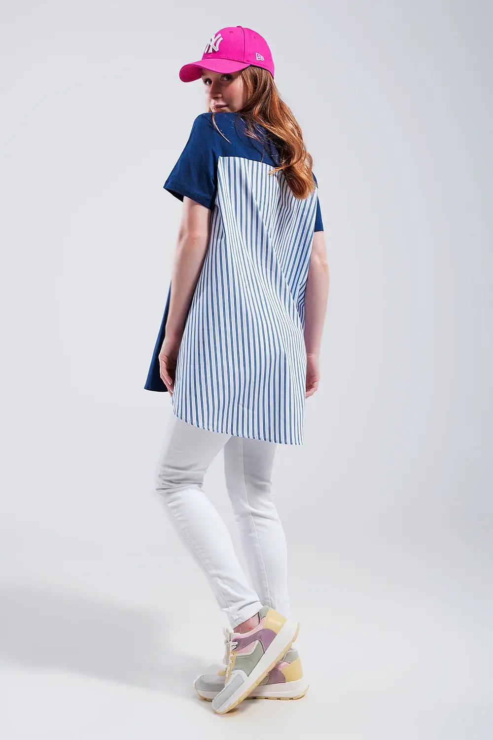 Half and half t shirt in blue - T-Shirts