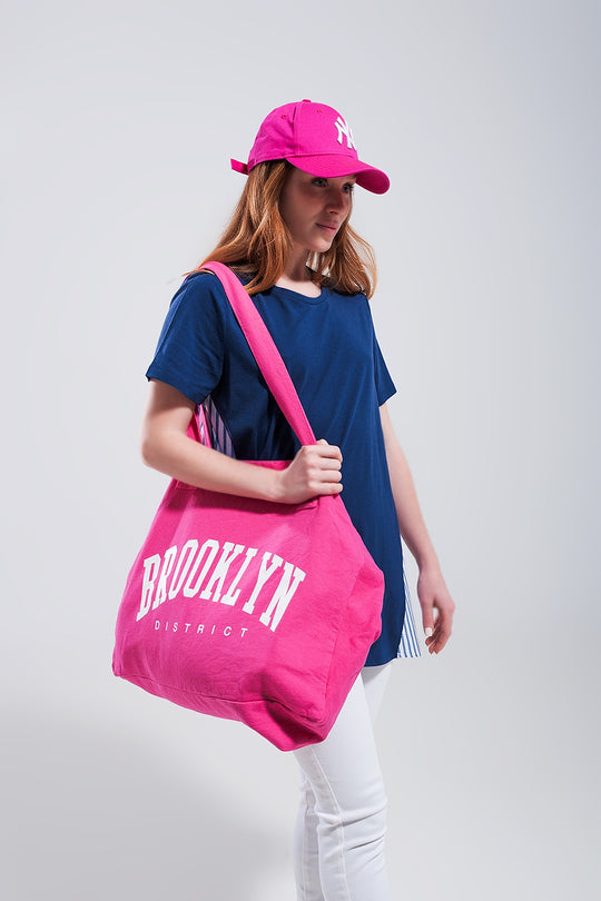Brooklyn canvas tote bag in fuchsia