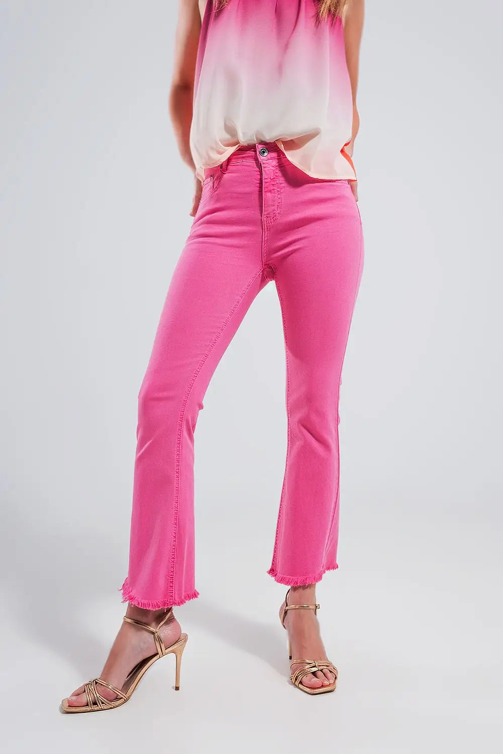 Straight Pants in fuchsia with wide ankles - Colored Jeans