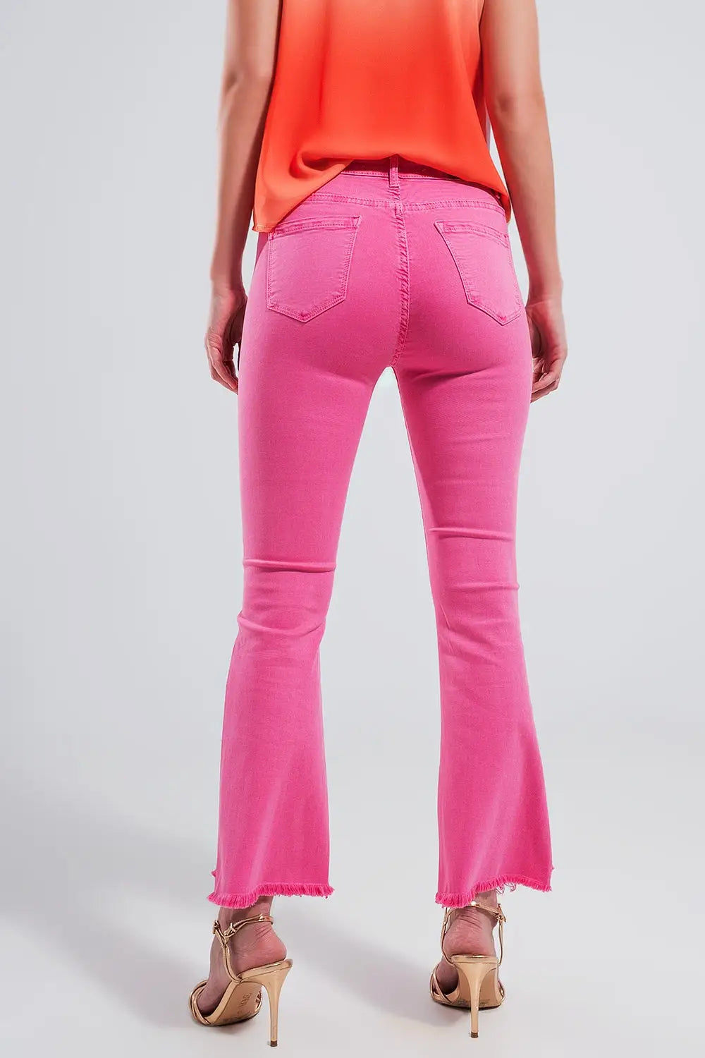 Straight Pants in fuchsia with wide ankles - Colored Jeans