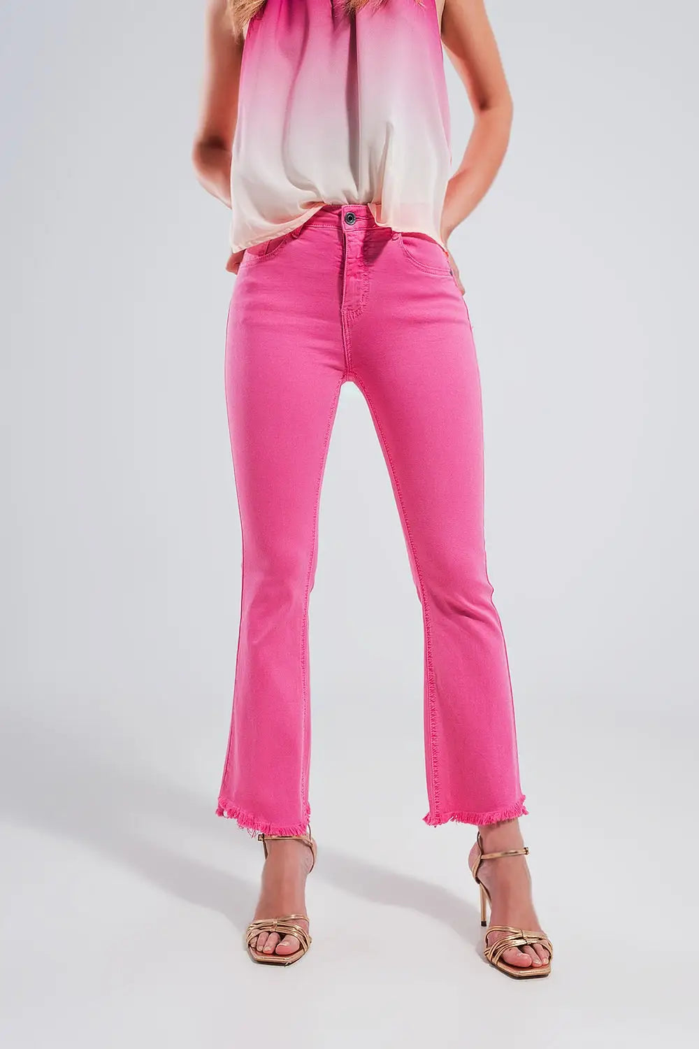 Straight Pants in fuchsia with wide ankles - Colored Jeans