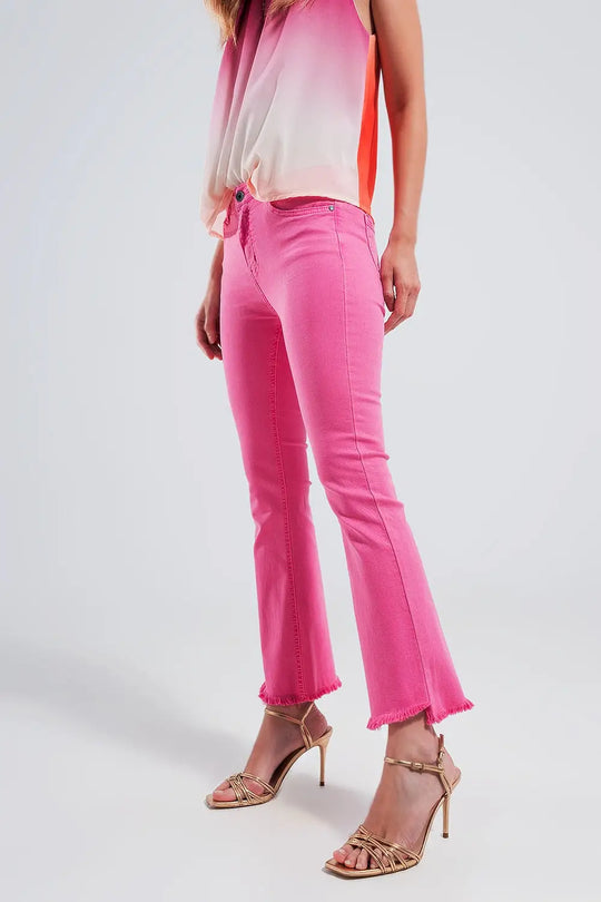 Straight Pants in fuchsia with wide ankles - Colored Jeans