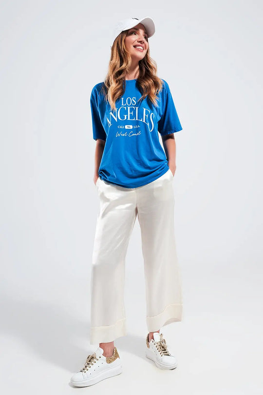 Los Angeles slogan t shirt in blue - BLUE / ONE - T-Shirts