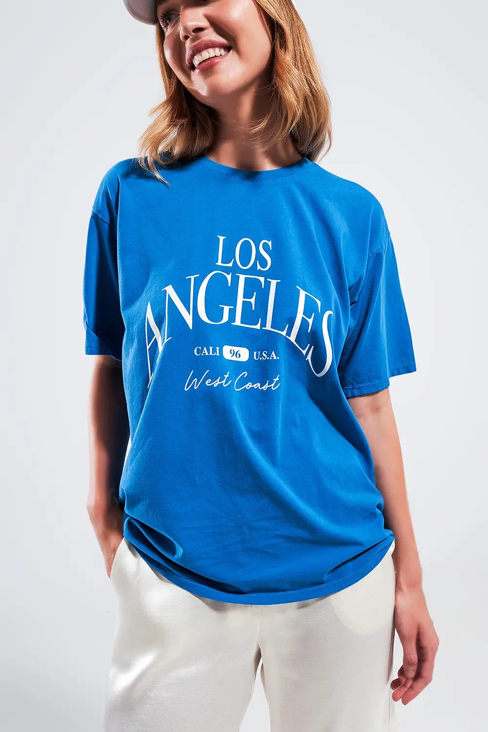 Los Angeles slogan t shirt in blue - BLUE / ONE - T-Shirts