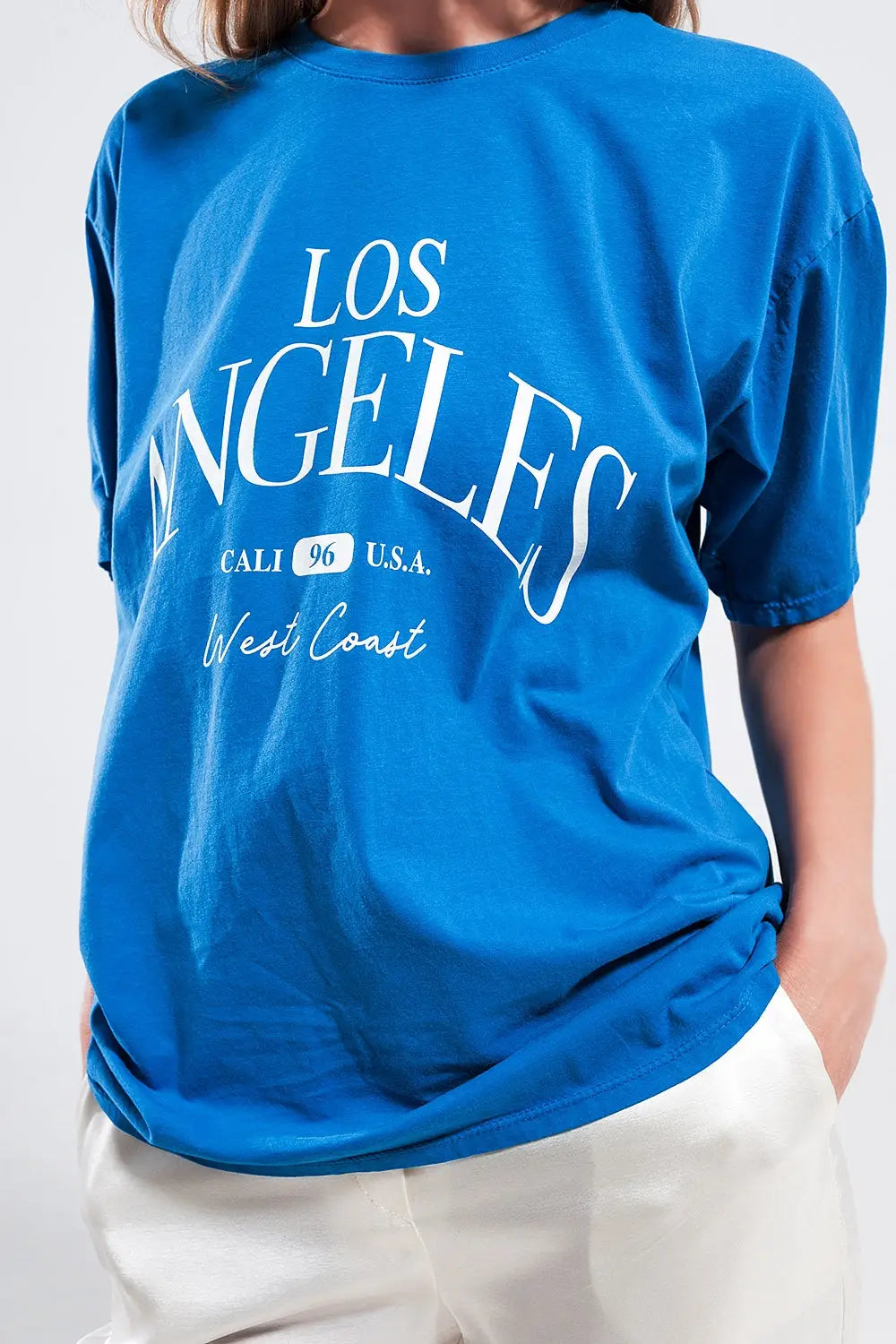 Los Angeles slogan t shirt in blue - BLUE / ONE - T-Shirts