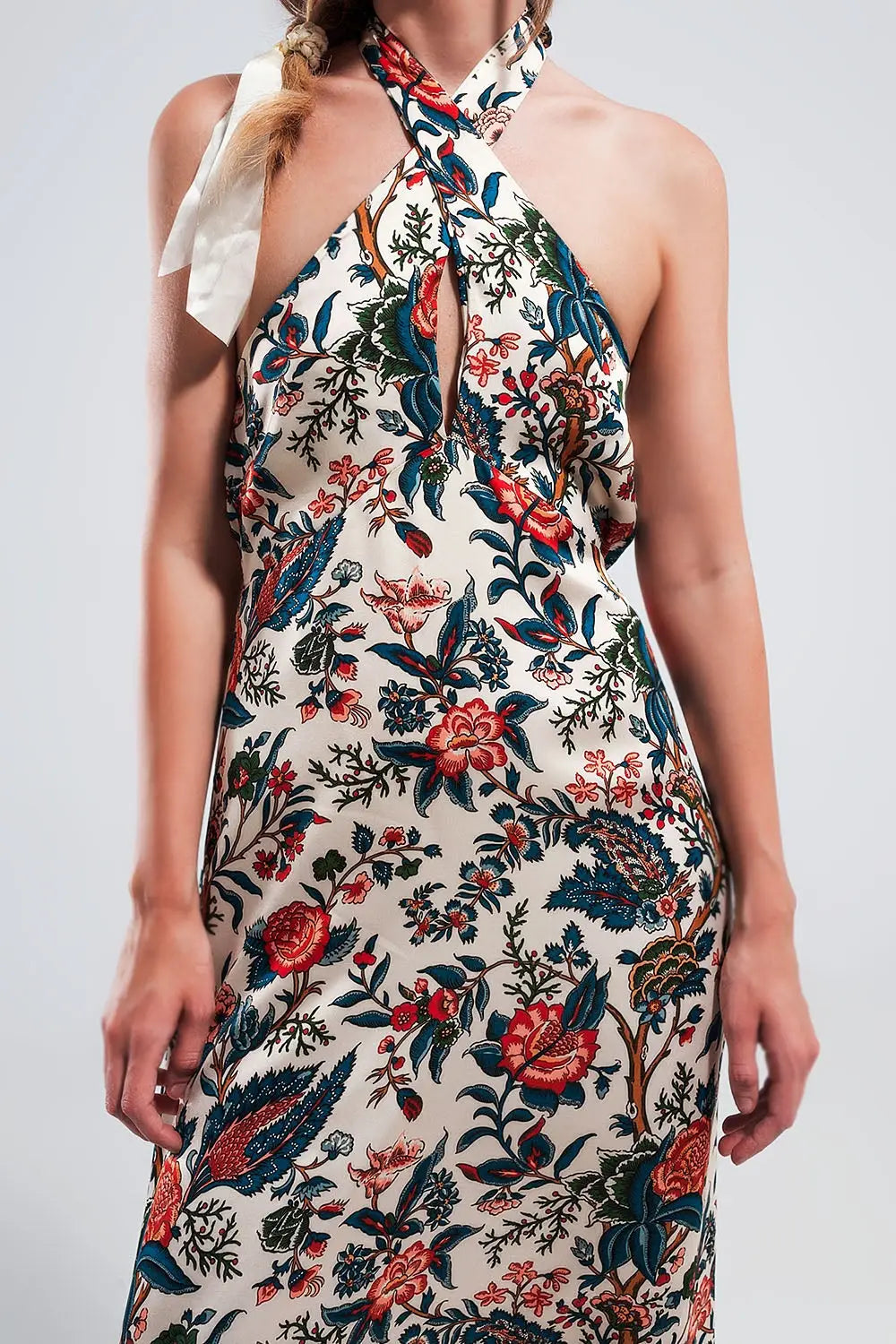 Halter neck maxi dress in beige paisley print - Dresses