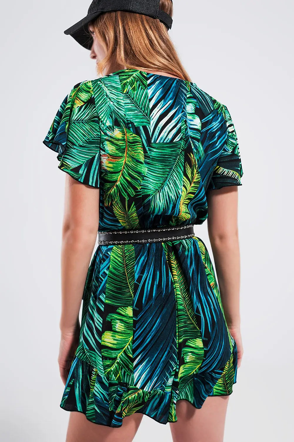 Wrap jumpsuit in green tropical print - Jumpsuits