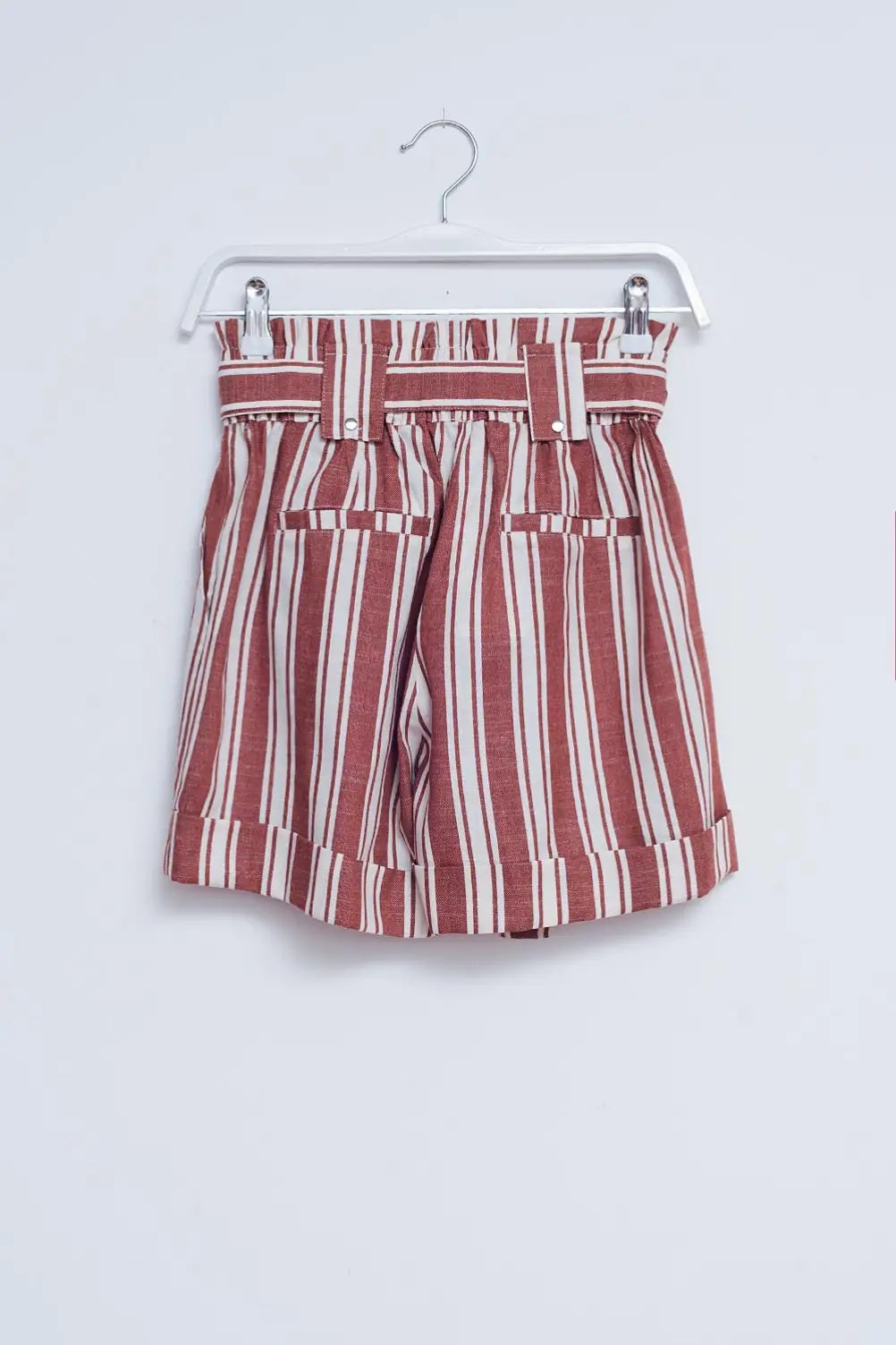 Shorts with paperbag waist in orange - Pants