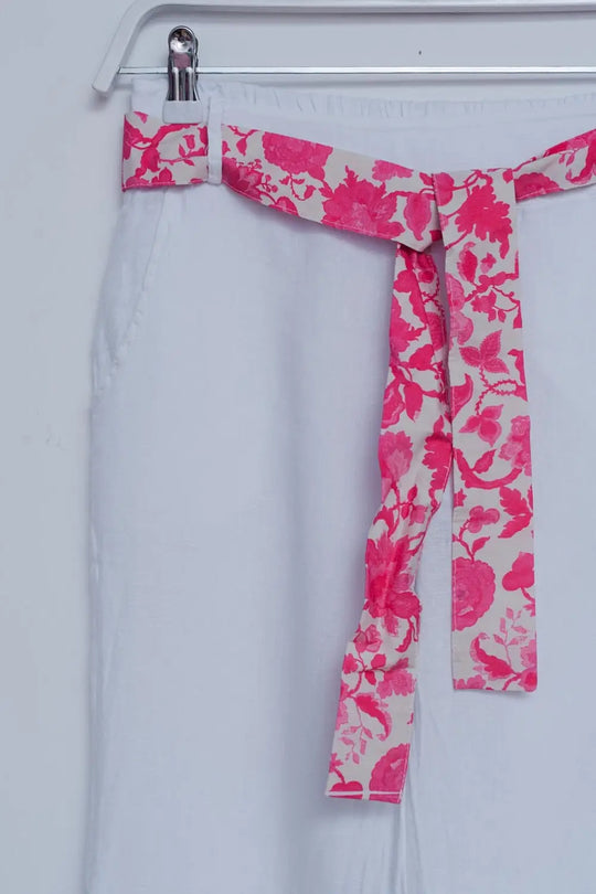 Linen Wide leg pants with side splits in white - Pants
