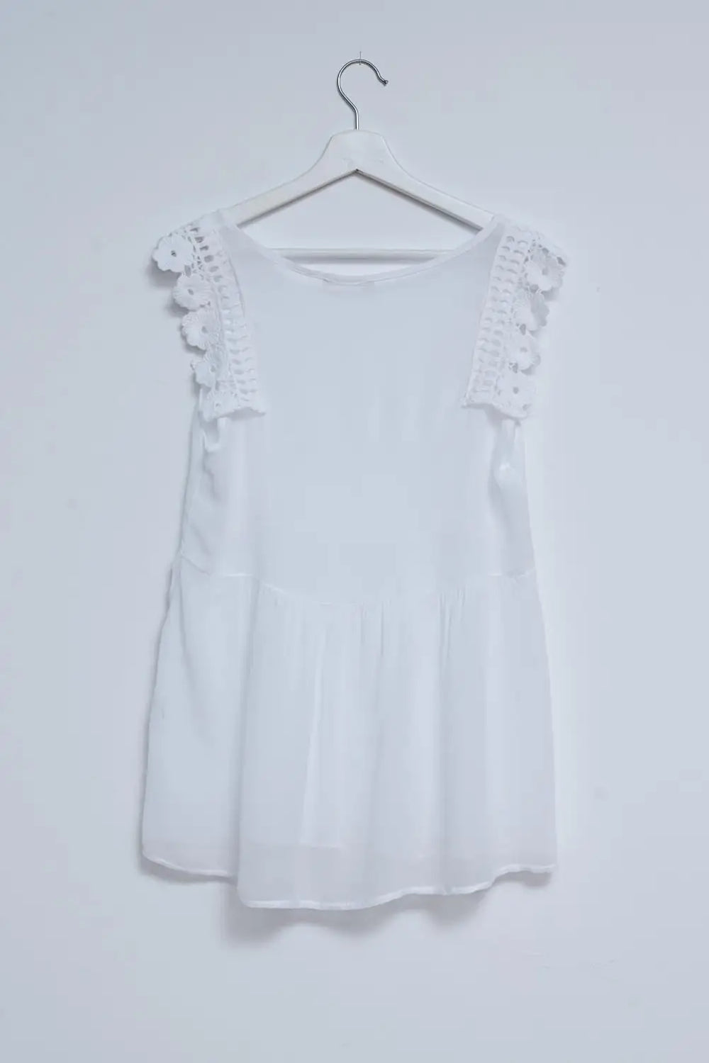 Broderie frill detail top in white - WHITE / ONE - Tops