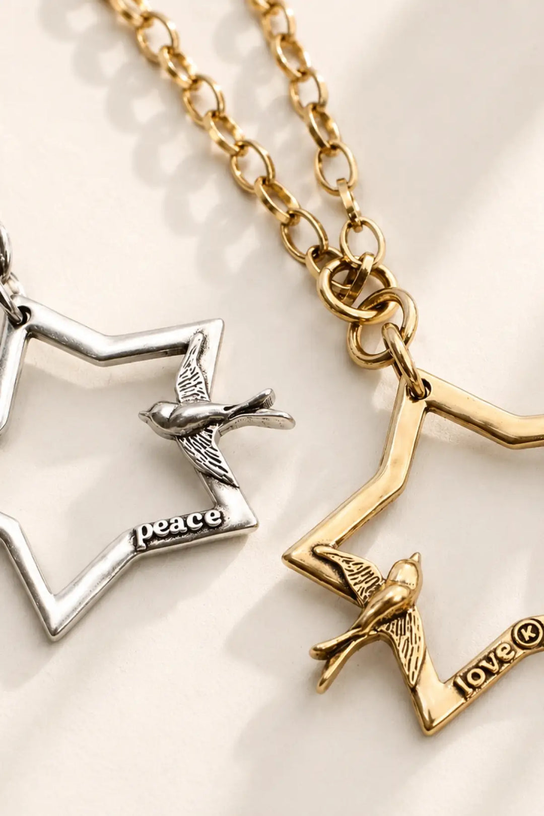 Peace & Love Star and Bird Original Lite Necklace - original lite