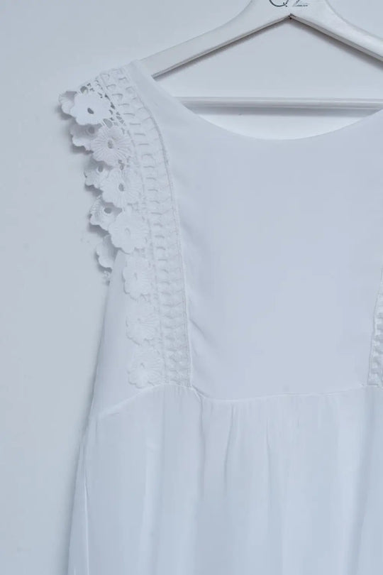 Broderie frill detail top in white - WHITE / ONE - Tops