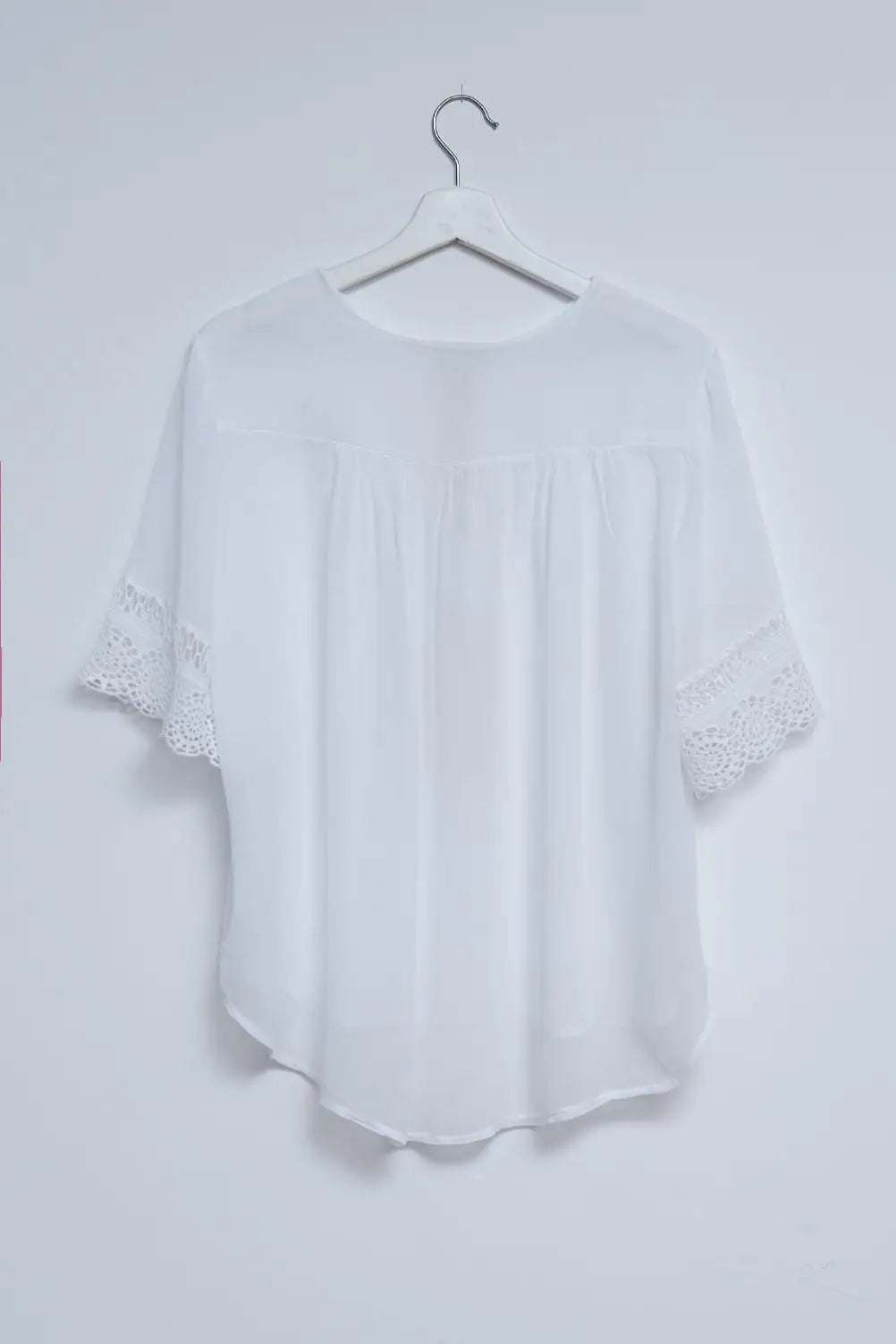 Broderie tie front blouse in white - WHITE / ONE - Shirts