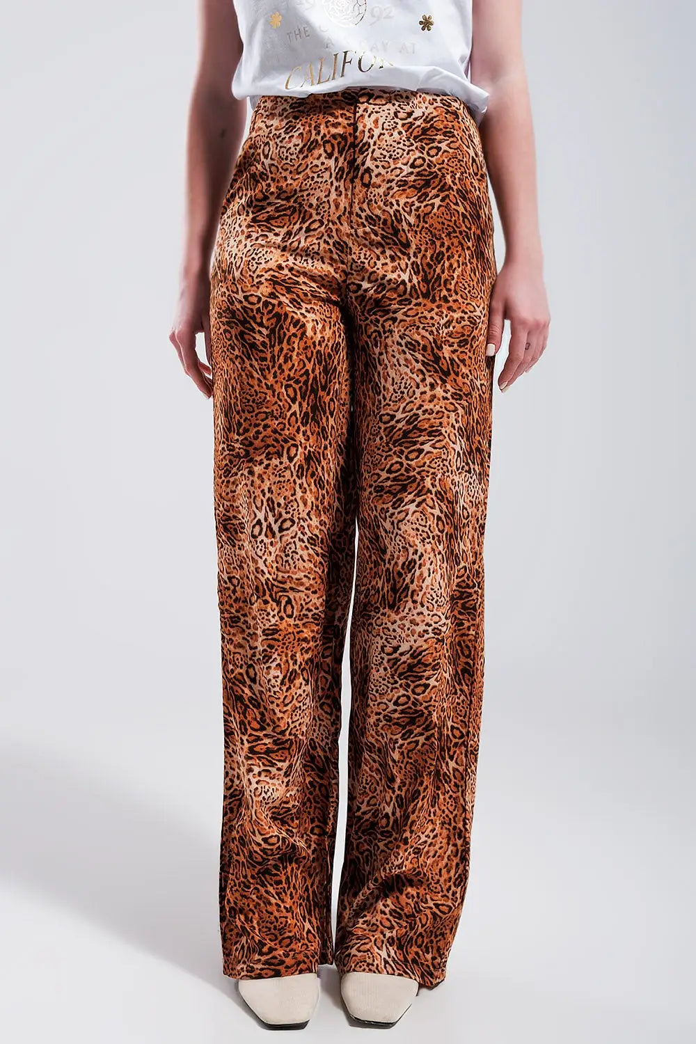 Leopard print wide leg pants in Brown - Pants