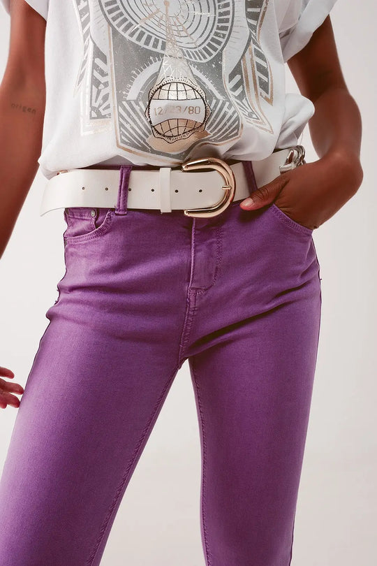 High waisted skinny jeans in purple - Colored Jeans