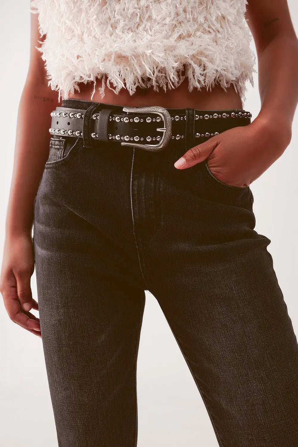Super high waist skinny jeans in washed black - Colored Jeans