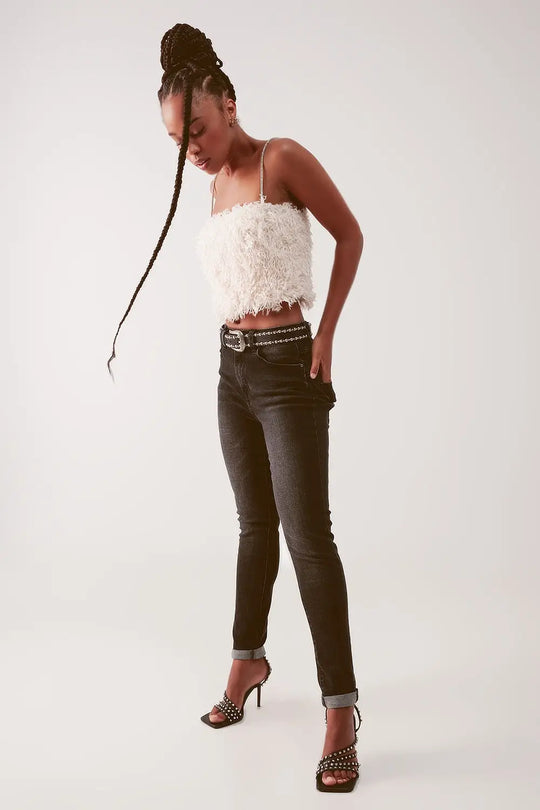 Super high waist skinny jeans in washed black - Colored Jeans