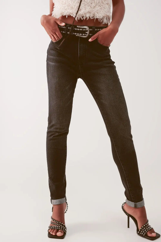 Super high waist skinny jeans in washed black - Colored Jeans