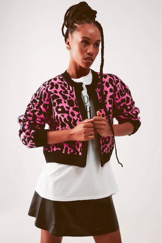 Cardi in fuchsia animal - FUCHSIA / ONE - Cardigans