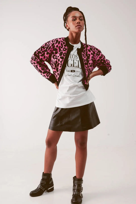 Cardi in fuchsia animal - FUCHSIA / ONE - Cardigans