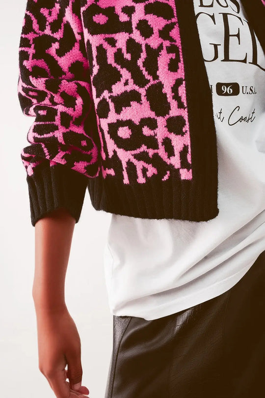 Cardi in fuchsia animal - FUCHSIA / ONE - Cardigans