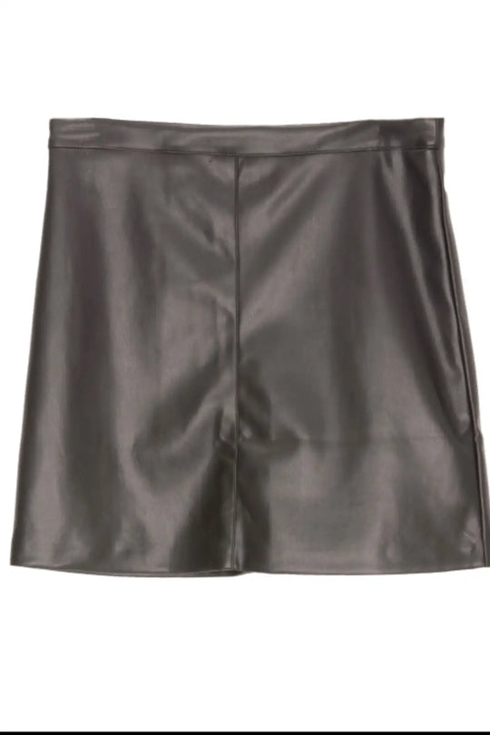 Black leather effect miniskirt - Skirts