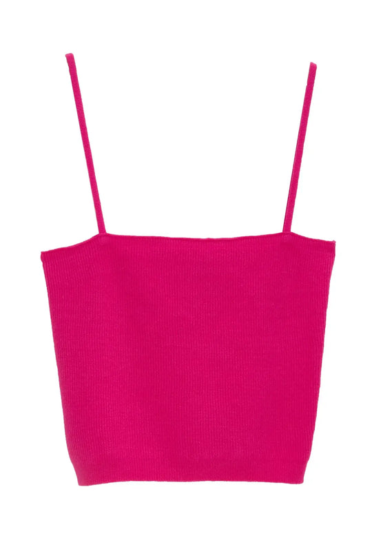Knitted clean ribbed tank top in fucshia - Tops Sweaters