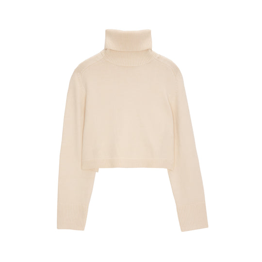 High neck cropped jumper in cream