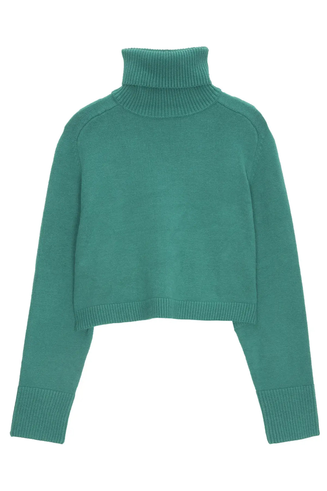 High neck cropped jumper in green - Sweaters