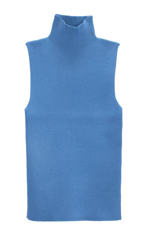 Knitted high neck top in blue - Sweaters