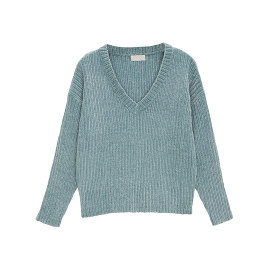 Knitted chenille jumper in green