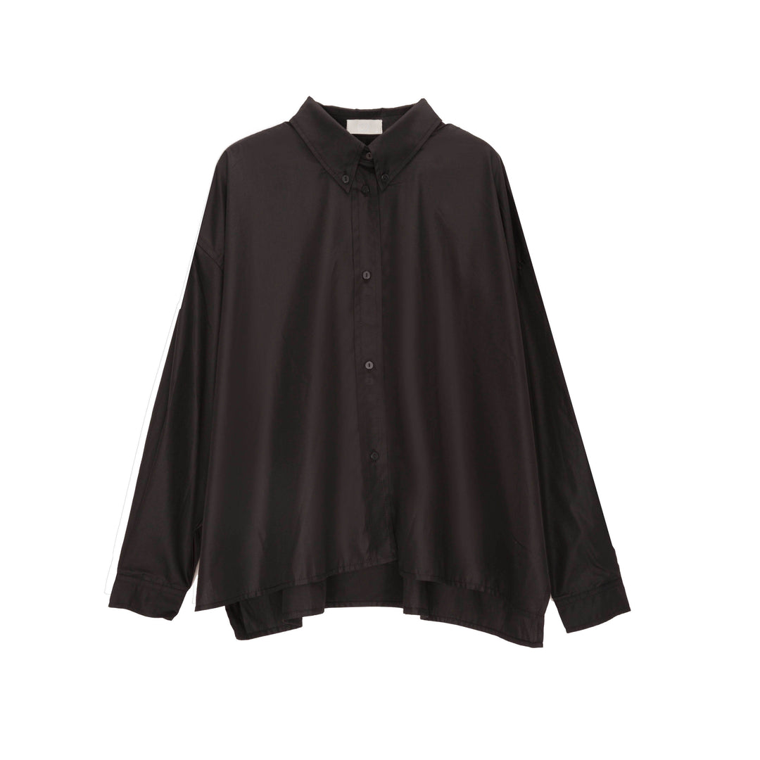 Cotton blend oversized shirt in black