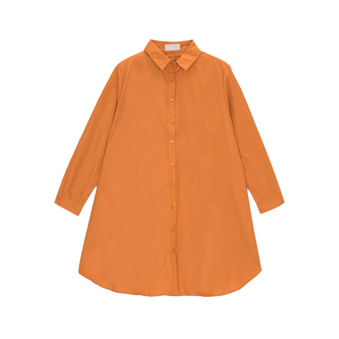 Oversized poplin shirt in rust