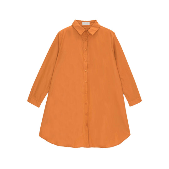 Oversized poplin shirt in rust