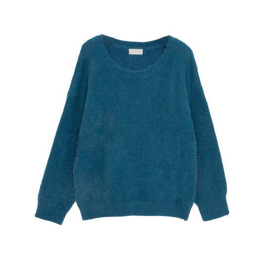 Fluffy knit jumper in blue