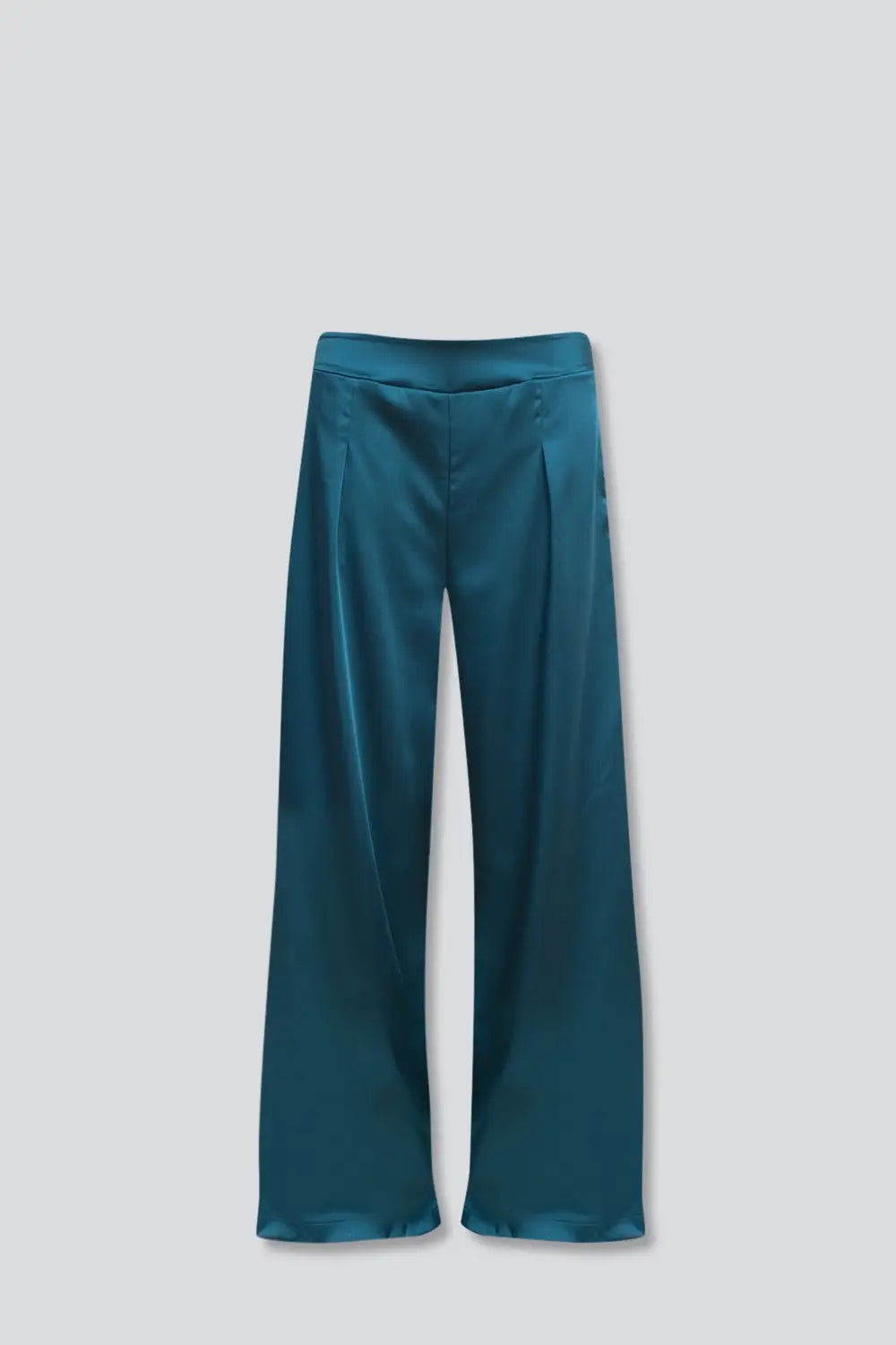 wide leg satin pants in blue - Pants