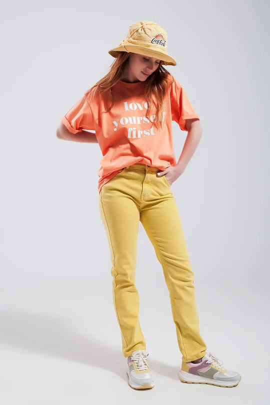 Stretch Cotton skinny jeans in yellow - Colored Jeans