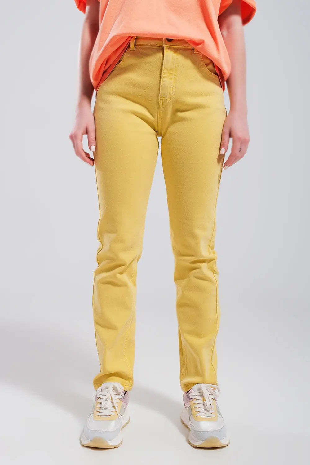 Stretch Cotton skinny jeans in yellow - Colored Jeans