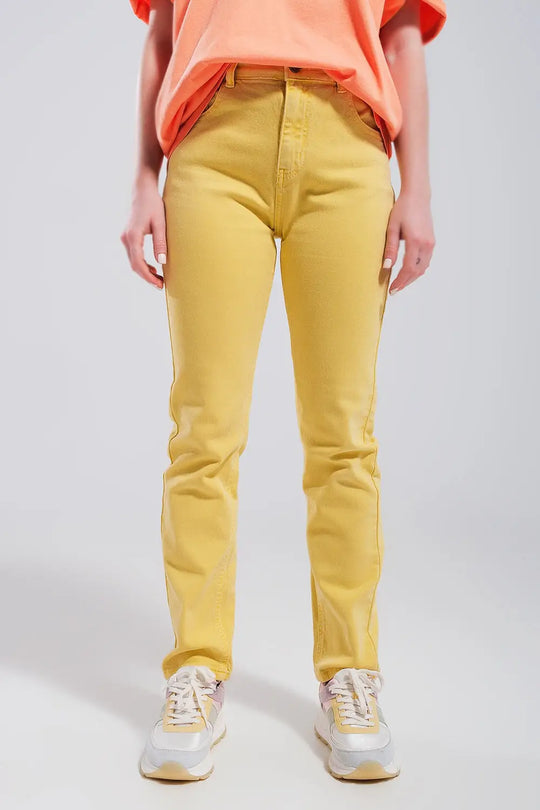 Stretch Cotton skinny jeans in yellow - Colored Jeans