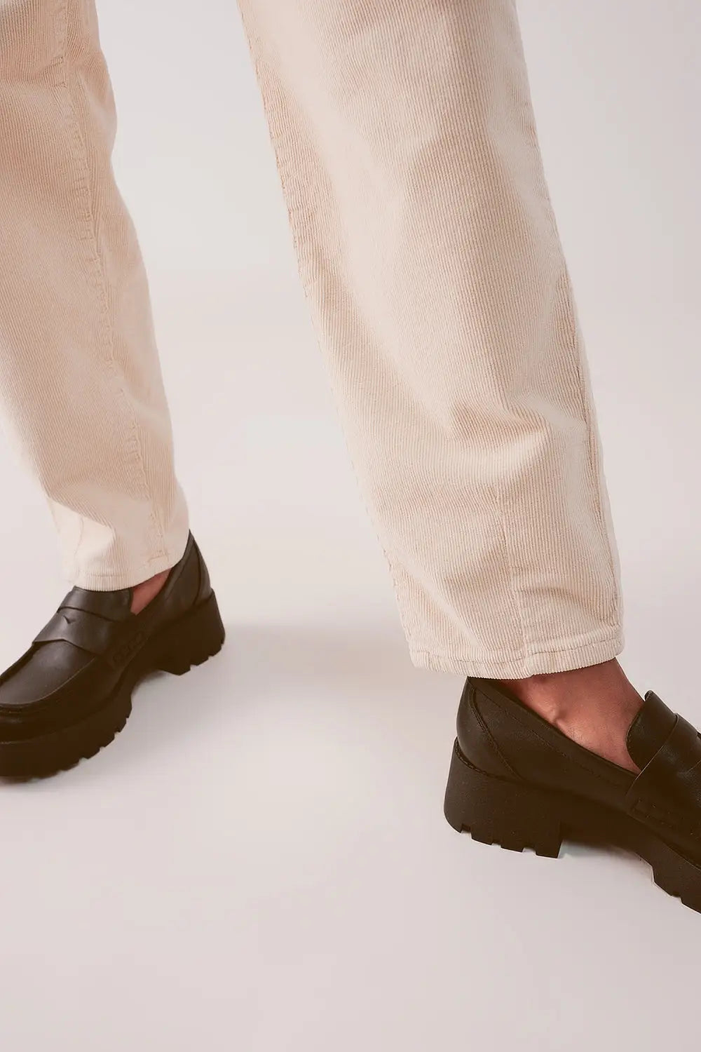 Wide cream corduroy pants with peg - Pants